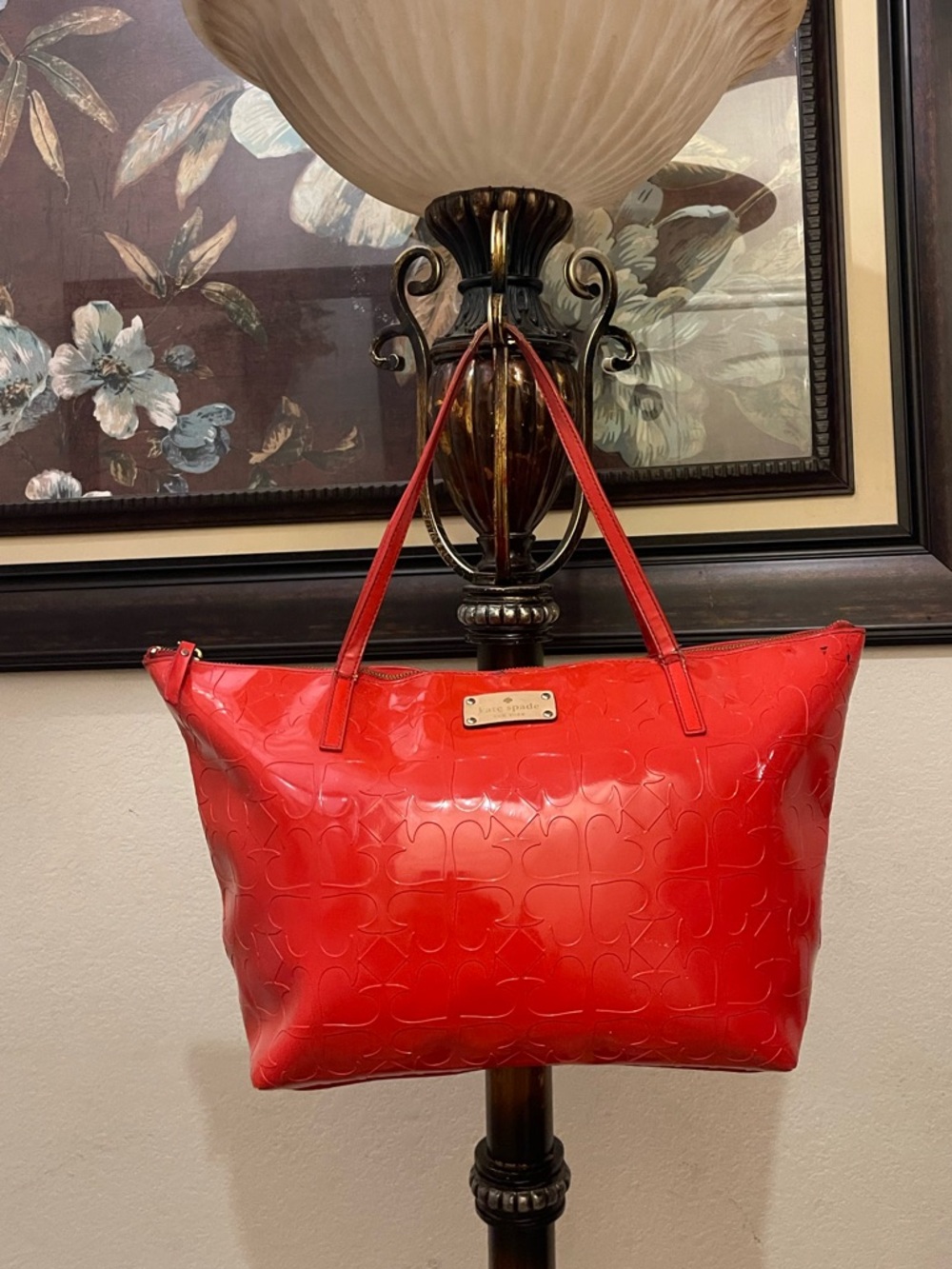 kate spade Red Patent Embossed Tote Bag